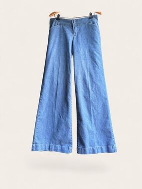 Anne Klein Light Blue Flared Wide-Leg Jeans